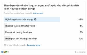 Khảo sát về yếu tố nào giúp cho việc phát triển kênh Youtube thành công?