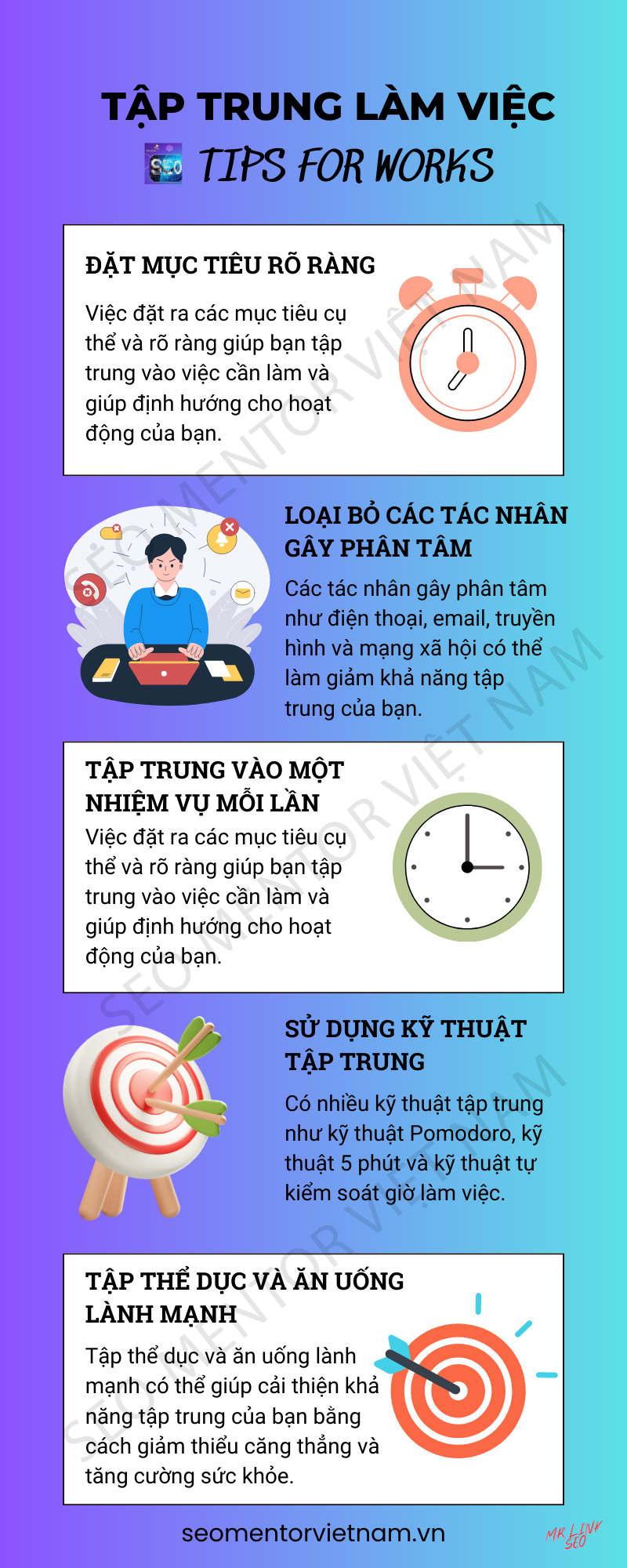 Infographics - Cách tập trung làm việc hiệu quả cao