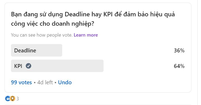 Khảo sát về việc Deadline hay KPI thì hiệu quả hơn?