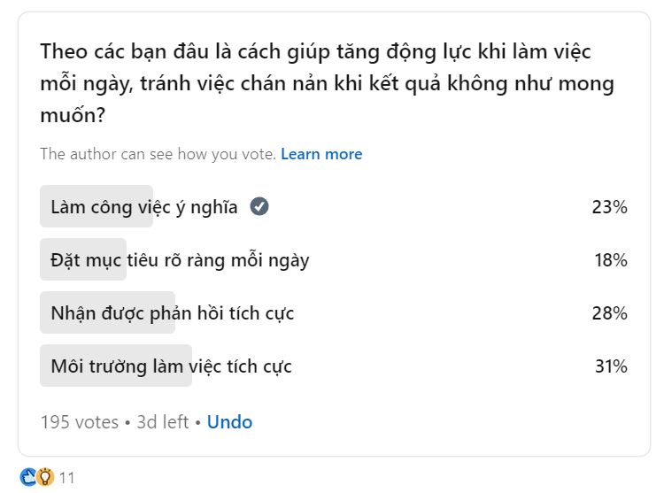 Khảo sát về động lực làm việc mỗi ngày của bạn là gì?