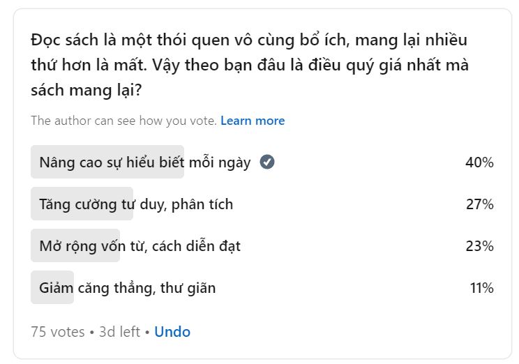 Khảo sát về việc đọc sách giúp bạn những gì?