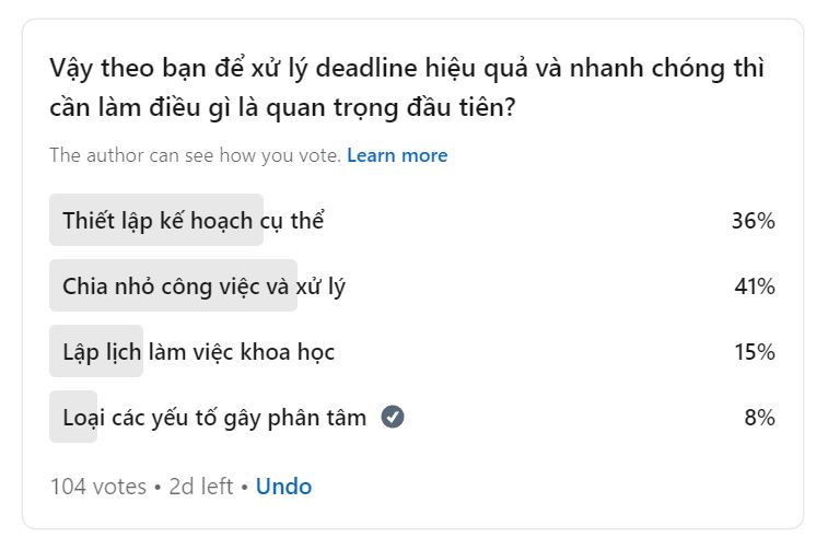 Khảo sát về việc làm cách nào để xử lý  Deadline cho kịp thời hạn?