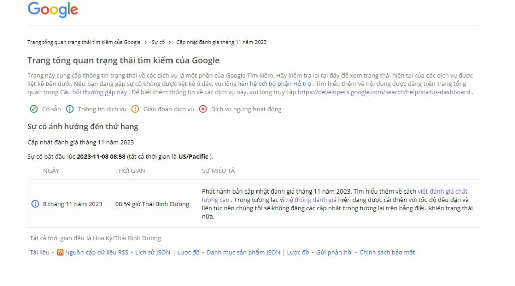 Google phát hành bản cập nhật đánh giá tháng 11 năm 2023