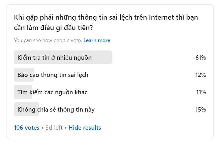 Khảo sát về việc gặp phải những thông tin sai lệch trên Internet