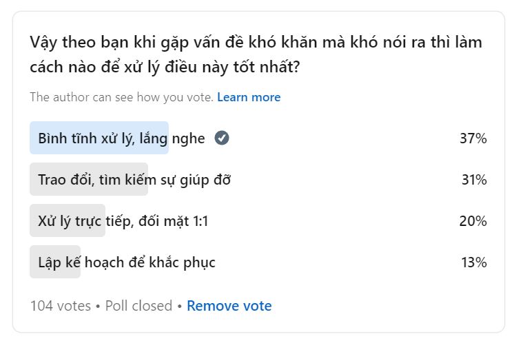 Khảo sát về việc xử lý những vấn đề về công việc khó nói trong công ty?