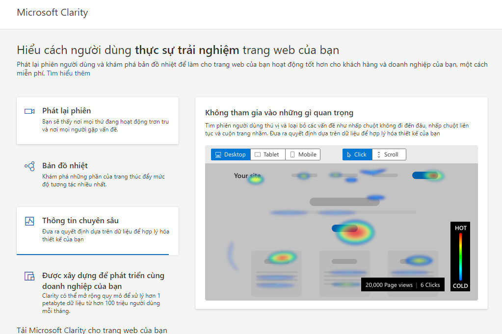 Cài đặt Heat Maps từ Bing Webmaster Tool