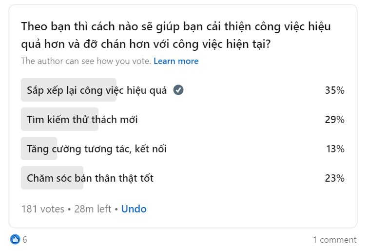 Khảo sát về việc làm gì khi bạn đang chán nản công việc của mình?