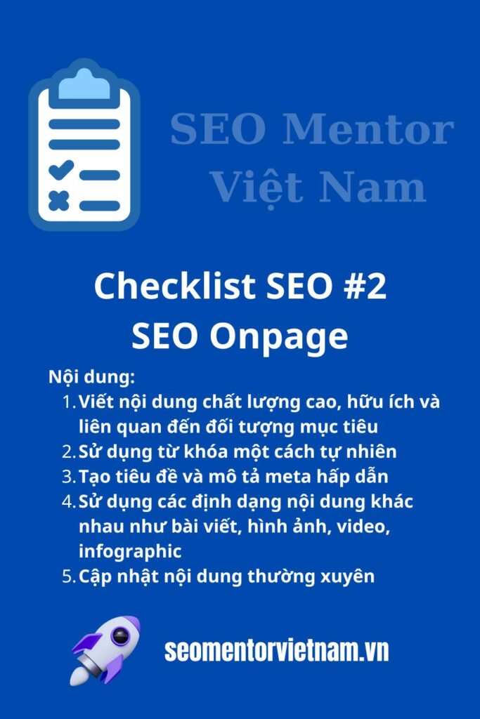 Checklist SEO Onpage