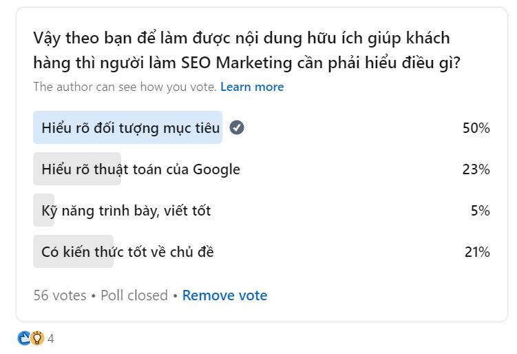 Khảo sát về việc nội dung hữu ích luôn được Google đánh giá cao