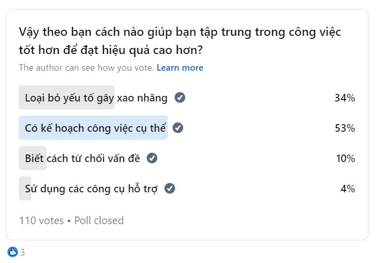 Khảo sát về việc tập trung cao độ khi làm việc