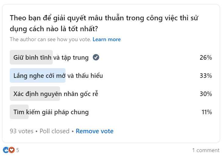 Khảo sát về mâu thuẫn trong công việc