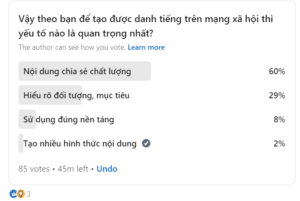 Khảo sát về việc tạo danh tiếng trên mạng xã hội