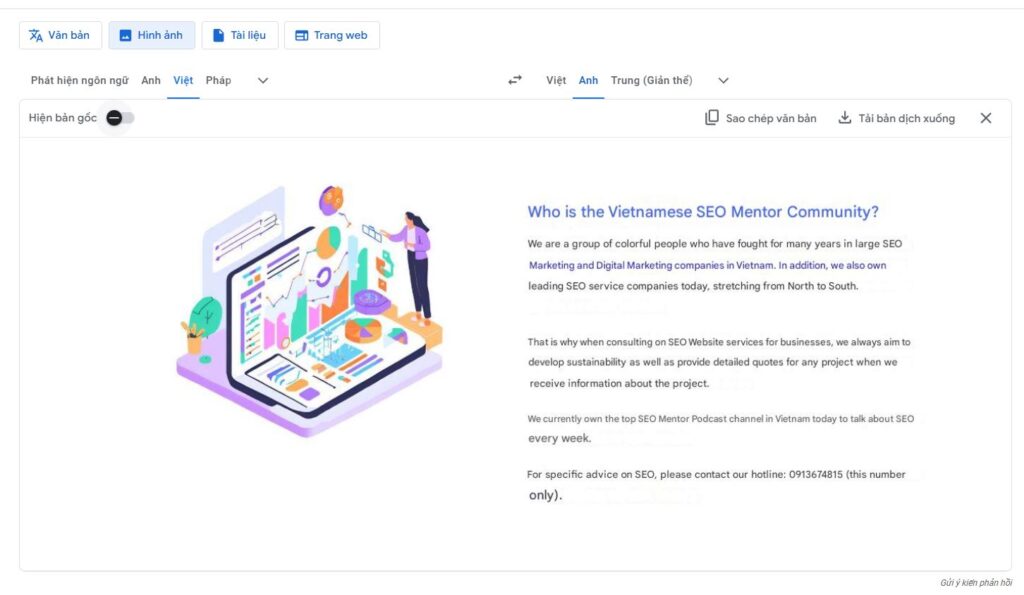 Sử dụng Google dịch